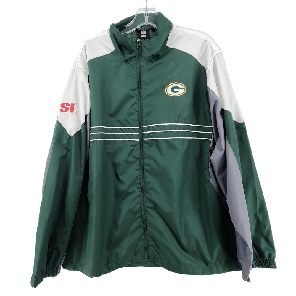 Reebok XL Green NFL Green Bay Packers Windbreaker Jacket Sporty Gorpcore SI